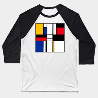 Mondrian Inspired Geometric Abstract Acrylic Painting XIV Baseball T-Shirt